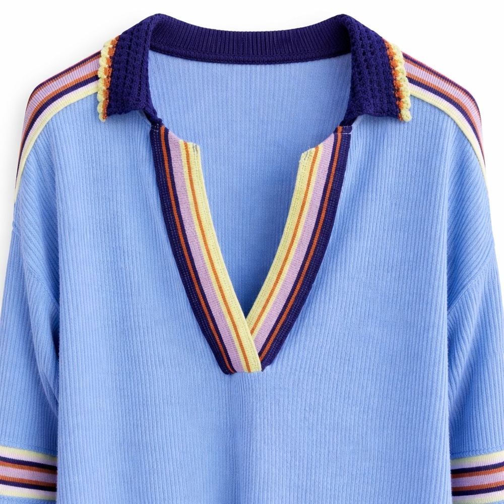 Free People We The Free Feeling Magical Tunic Top S NWT Blue Crochet Collar Boho - Picture 3 of 14